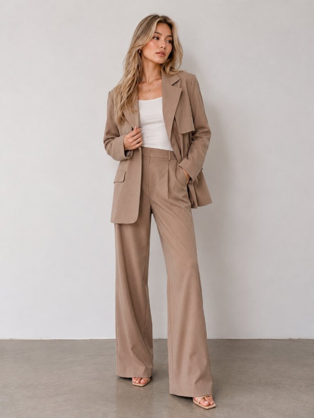 Calvin Luo Tailored Blazer Suit Jacket Vented Tan Medium #A2646